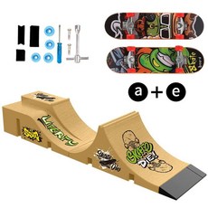 핑거보드 경기장 훈련장 장애물 연습 파크 놀이기구 손가락 필드, 1개, 우드그레인옐로우 스타일A+D 2개