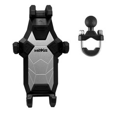 黑鷹 ME28 防盜減震機車手機支架，適用iPhone 16/15/14、S25，外送員必備, 霧銀（U型夾款）