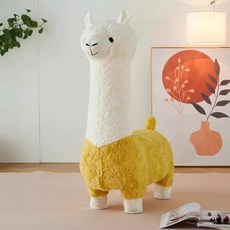 대형 알파카 스툴 - 인터넷 유명 창의적인 플러시 동물 의자 거실 바닥 장식 및 집들이 선물 가구, 7)Yellow