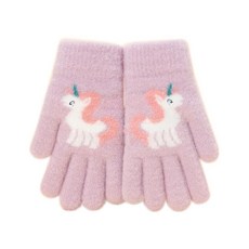 嘉義出貨 秋冬手套防寒加厚兒童嬰兒手套保暖加厚雪地手套防風卡通獨角獸全指手套針織手套戶外騎行