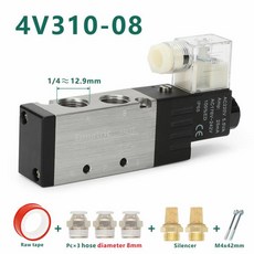 솔레노이드 밸브 공기 제어 밸브 3/8 인치 BSP 포지션 2 포트 5 포트 2/5 웨이 4v310-10 8 12V 24V, 16) pc 4V310-08 8mm - AC110V, 1개
