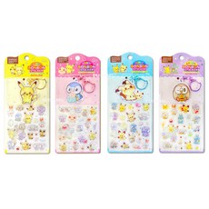 포켓몬 포켓피스 캔디 봉봉 스티커 & 키링 4P 세트 (캐릭터 중복 없음), 1세트, 혼합색상