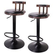 위스포 엔틱 홈바의자 높이조절 360도 회전 바체어 2p, 블랙