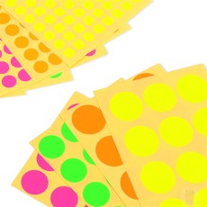 요이찌 원형 라벨스티커 10매 땡땡이스티커, 13mm - 형광