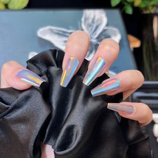 小紅書爆款穿戴甲高級感貓眼水鑽美甲甲片長輕奢純欲穿戴式指甲片, 1個, BY1316七彩光芒:預製甲條#30片/板