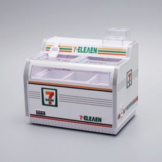 7-ELEVEN 微縮臥式小冰櫃 兒童仿真過家家玩具, 1個, 無磁吸可亮燈711冰箱