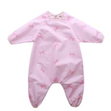 원라인 아기 유아 전신 미술가운, 라운드, 핑크리본