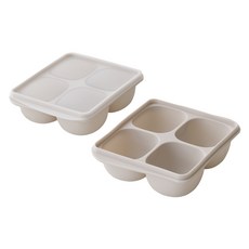 히어키친 국내생산 실리콘 4구 이유식 소분용기 얼음틀, 크림 1+1, 2개