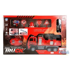 XL FENG 消防遙控車 1:16 聲光遙控消防雲梯車 附交通標誌, 1個, 消防雲梯車