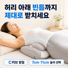 커브노드 높이조절 허리베개 메모리폼 허리쿠션 허리받침 7cm 11cm, 화이트, 1개