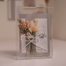 DAY OFF母親節康乃馨手工卡片禮盒：燙金乾燥花永生花發光設計，感恩母親節最佳禮物, 1個, 淺橘色康乃馨(灰卡),不加燈