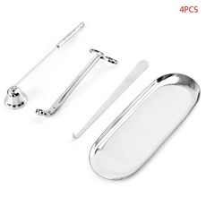 4개의 양초 액세서리 세트 스너퍼 윅 트리머 저장 트레이 플레이트 소화 가위 커터 도구, Silver, 1개