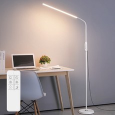 사는잼 LED 거실 장 스탠드 플로어램프 집게 책상 스탠드 조명 밝기 색온도 조절 가능(리모컨 포함), 화이트