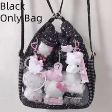 스타 도트 프린트 식 백팩 소녀 스트라이프 포켓 Y2k ItaBag 대용량 토트백 스트링 대학생 숄더백, Black Only Bag, 1개