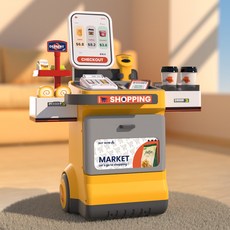 兒童過家家玩具迷你超市購物臺仿真咖啡機售貨臺玩具套裝，角色扮演購物遊戲, 668-127超市升級咖啡售貨機, 1個
