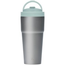WOKY 沃廚 純鈦渾圓杯 770ml 附Tritan彈跳吸管, 水綠色+贈陶瓷杯(咖啡色), 1個