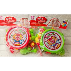 小丑鼓組 5種附件 寶貝玩具鼓 喇叭 小沙錘 兒童打鼓遊戲, 1個, 小丑鼓+5附件(紅&綠)
