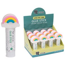 좋은쓰임 귀여운 캐릭터풀 고체풀 딱스틱, 레인보우 12개, 1세트, 9g