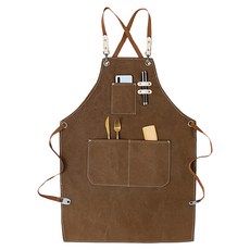 Diocell 優質簡約帆布口袋圍裙, 棕色, 1個