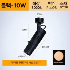 스포트라이트 조명 레일 핀조명 5w 무대 전시회, 1개, 블랙 10W 따뜻한 빛 3000K 천장형