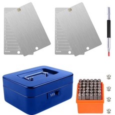 블루 메탈 세이프 박스와 스탬프가 포함된 스테인리스 스틸 비트코인 암호화폐 지갑 키트 디지털 백업용 각인 펜 BIP39 하드웨어 원장과 호환되는 스토리지 Trezor, 스테인리스 스틸 비트코인 암호화 지갑 키트, 블루 메탈