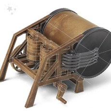 완구 교육 모형 키트 목재 드럼 르네상스 회전 과학 조립 기계 발명가 장치, 1개