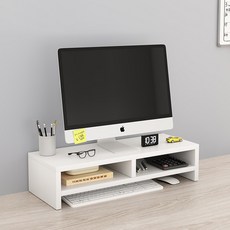 해송무역 모니터 보조 받침대 선반, 2단, 화이트