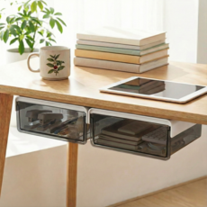 플래틱 틈새 깔끔 정리 부착식 반투명 히든 서랍 2p, 그레이