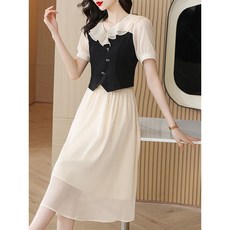 S-8XL大尺碼套裝女裝夏季新款時尚高端套裝裙子氣質洋氣媽媽減齡兩件套, 杏色套裝,2XL 130-140