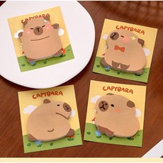 카피바라 점착메모지 4종 120P, 4개, 30매, 브라운