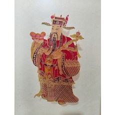 皮影 財神 傳統手工藝 牛皮雕刻 擺件, 如圖所示, 1個
