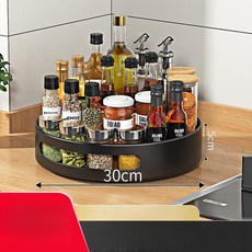 채이음 양념통회전트레이, 1단, 스마트블랙 대형 원형 조미료 선반