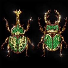 1개 유리 핫픽스 라인스톤 다리미 부착형 아플리케 의상 액세서리 (옷 가방 바지용) 딱정벌레 모양 297x210mm, 혼합색