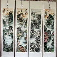 國畫山水畫 四條屏 155x40cm 4幅, 參考詳情頁