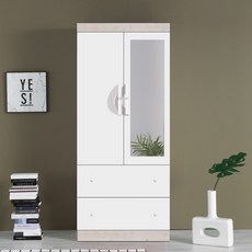 국내제작 직접배송 높이1880mm 이느낌 거울형 투서랍장농 넓은 810mm 싱글장 옷장 이불장 양복장 거울장 원룸가구 1인가구, 거울형투서랍장_워시화이트