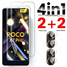 샤오미 포코 X7 프로 5G 카메라 유리용 소프트 하이드로겔 필름 스크린 보호대 8 인 1, 05 4in1 2front 2lens, 01 For Poco X7 5G