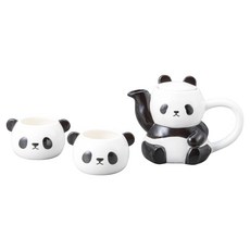 sun art 熊貓家族茶具組, 白色, 茶壺1入+茶杯2入, 1個