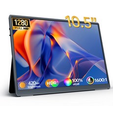 HAILESI 26.67cm FHD IPS 휴대용 모니터 10.5'' DEX 모니터 초경량 초슬림, S105 그레이