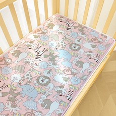 【透氣涼感棉】嬰兒床墊 幼兒園午睡墊 水洗快乾 贈收納袋 嬰兒涼感床墊 兒童涼墊 寶寶涼墊, 叢林粉, 1個