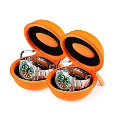 HELMDY 남성용 여행용 시계 케이스 싱글 박스 휴대용 정리함 홀더 슬롯 1개 - 최대 50mm의 모든 손목시계 및 스마트 시계에 적합 (케이스 2개) 267900