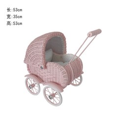 라탄 스튜디오 소품 백일상 카트 보조기 유모차 촬영 장난감 아기방 아이방, 핑크, 1개