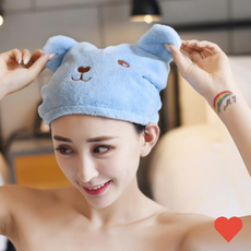 헤어캡 머리캡 헤어드라이캡 드라이캡 헤어 드라이캡 머리캡 곰돌이, 블루, 1개