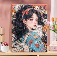 DIY 명화그리기 유화세트 집순이 취미 예쁜 소녀 그림그리기, 2, 40x50cm, 1개