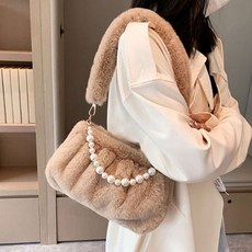 아르벤 진주 레이디 클러치 겸용 숄더백 가방 크로스백 숄더백 가방 미니 털가방 겨울 가방 여성 여성용