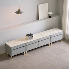 G9214 템바보드 2단 2400 거실장 세트 4colors, 화이트, 화이트