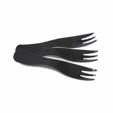 【柚子烘焙材料】100入三齒蛋糕叉 單支包裝 馬卡龍叉子 3齒叉 叉子 甜點叉子 點心叉 彩色三齒叉 塑膠叉 蛋糕叉, 1個, 3齒叉_黑色