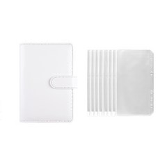 A6 육공 다이어리 지퍼백 7매 6공 바인더 저축 가계부 예산 용돈 모으기 현금 챌린지, 화이트, 1개