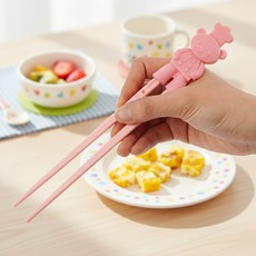 손가락 고리 없는 실리콘 교정 젓가락 핑크 1개
