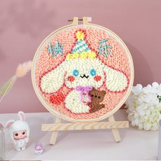 【超繪玩】戳戳繡毛綫繡針材料包 兒童學生課活動裝飾畫, 快樂玉桂—送戳筆+支架 （材料包）⚑⚑, 1個