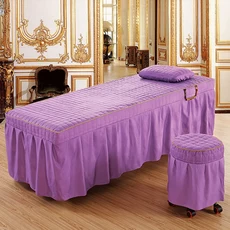 미용실 침대 시트 브 스커트 침대보 구멍 바디 마사지 커버, light purple_185cm x 70cm, 1개